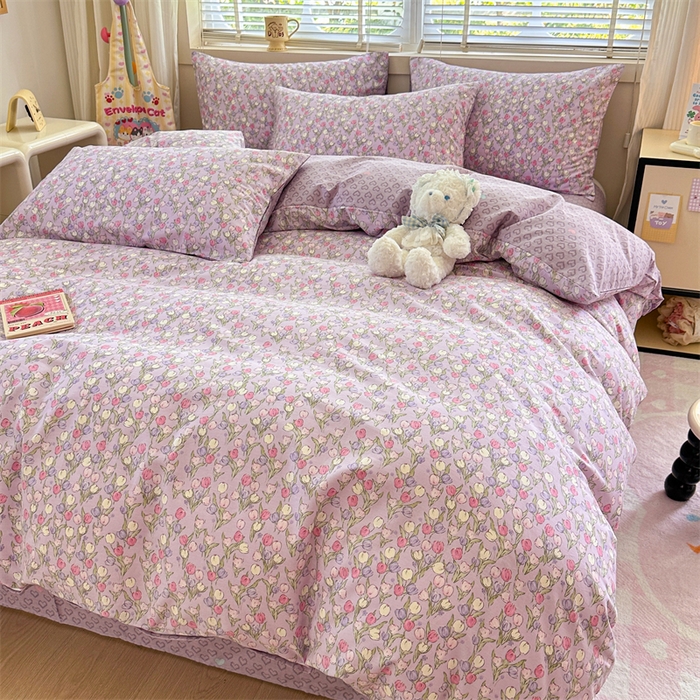 91家纺网 家纺一手货源 找家纺 简宜家居（朝初家纺）2025新款40支全棉四件套 红粉佳人