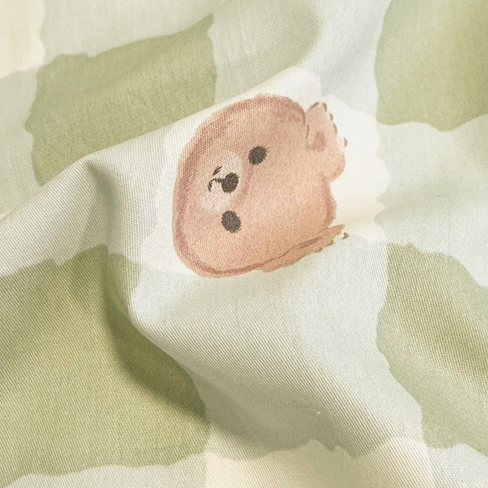 91家纺网 家纺一手货源 找家纺 2024新款小清新全棉印花学生宿舍三件套-68系列 A格子小熊