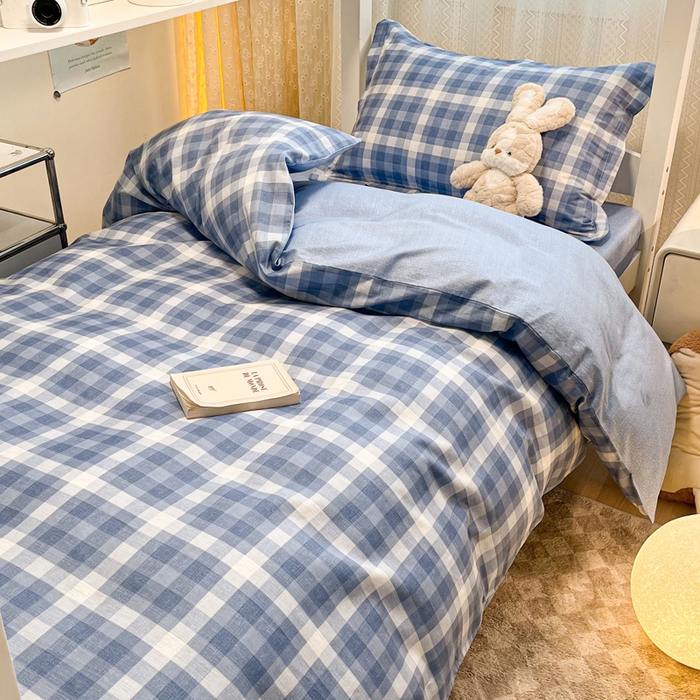 91家纺网 家纺一手货源 找家纺 2024新款小清新全棉印花学生宿舍三件套-68系列 D格瑞