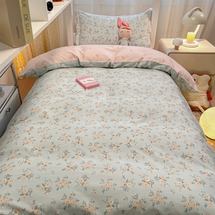 91家纺网 家纺一手货源 找家纺 2024新款小清新全棉印花学生宿舍三件套-68系列 B蔓莎