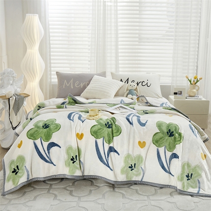 91家纺网 家纺一手货源 找家纺 （总）肖恩毯业 2025新款印花云貂绒毛毯沙发盖毯午睡毯子