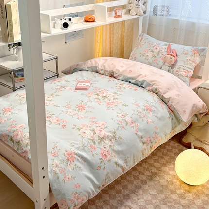 91家纺网 家纺一手货源 找家纺 （总）2024新款小清新全棉印花学生宿舍三件套-68系列