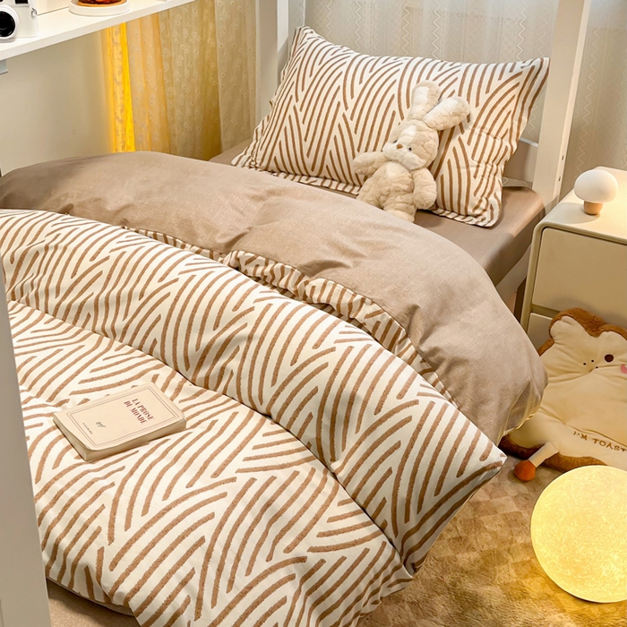 91家纺网 家纺一手货源 找家纺 2024新款小清新全棉印花学生宿舍三件套-68系列 D里斯本