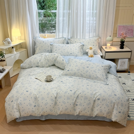 91家纺网 家纺一手货源 找家纺 （总）2024新款小清新全棉印花四件套-68系列