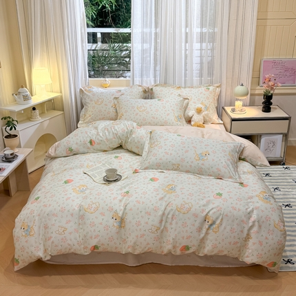 91家纺网 家纺一手货源 找家纺 （总）2024新款小清新全棉印花四件套-68系列