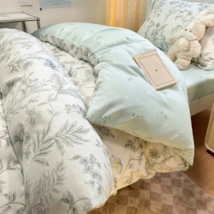 91家纺网 家纺一手货源 找家纺 2024新款小清新全棉印花学生宿舍三件套-68系列 B素汐