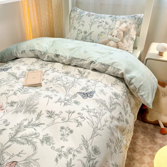 91家纺网 家纺一手货源 找家纺 2024新款小清新全棉印花学生宿舍三件套-68系列 B素汐