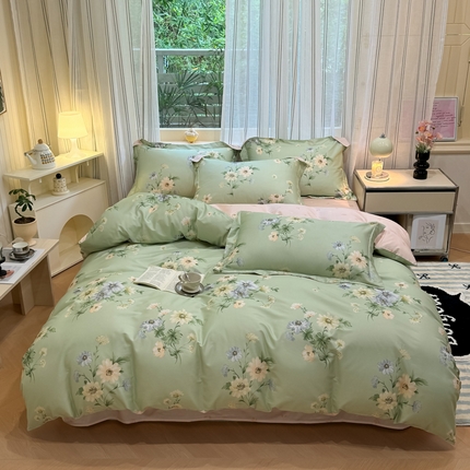 91家纺网 家纺一手货源 找家纺 （总）2024新款小清新全棉印花四件套-68系列