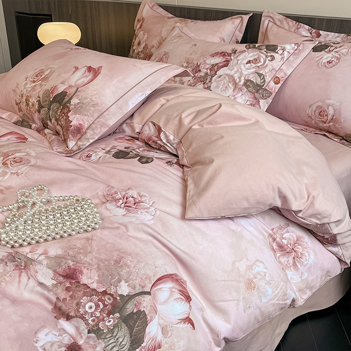 91家纺网 家纺一手货源 找家纺 格里芬家纺 2025新款花卉系列全棉加厚磨毛数码印花四件套（控价劵后标准208起） 倾城花恋