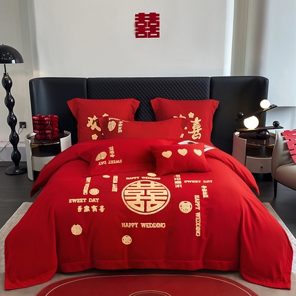 91家纺网 家纺一手货源 找家纺 （总）蒂爵 全棉纯棉简约时尚爆款毛巾绣水洗磨毛婚庆四件套多件套