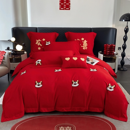 91家纺网 家纺一手货源 找家纺 （总）蒂爵 全棉纯棉简约时尚爆款毛巾绣水洗磨毛婚庆四件套多件套