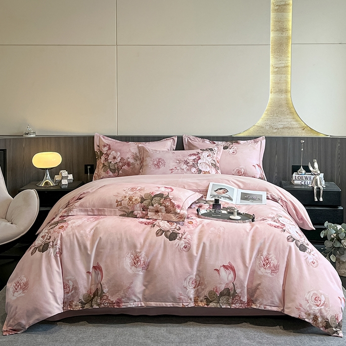 91家纺网 家纺一手货源 找家纺 格里芬家纺 2025新款花卉系列全棉加厚磨毛数码印花四件套（控价劵后标准208起） 倾城花恋