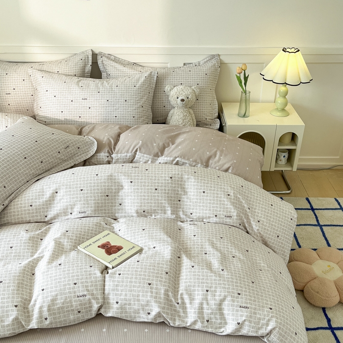 91家纺网 家纺一手货源 找家纺 2024新款小清新全棉印花四件套-68系列 D好心情