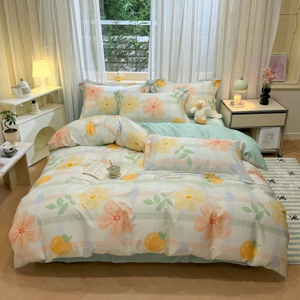 91家纺网 家纺一手货源 找家纺 （总）2024新款小清新全棉印花四件套-68系列