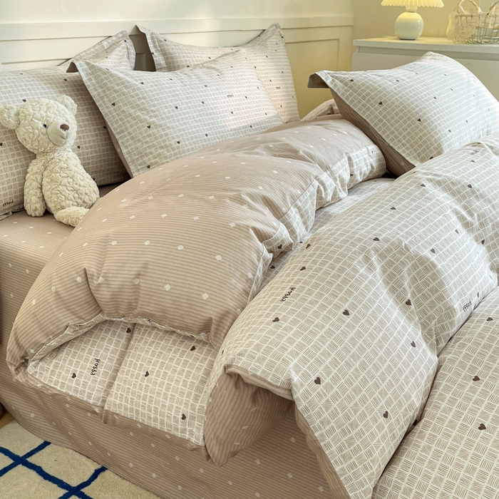 91家纺网 家纺一手货源 找家纺 2024新款小清新全棉印花四件套-68系列 D好心情