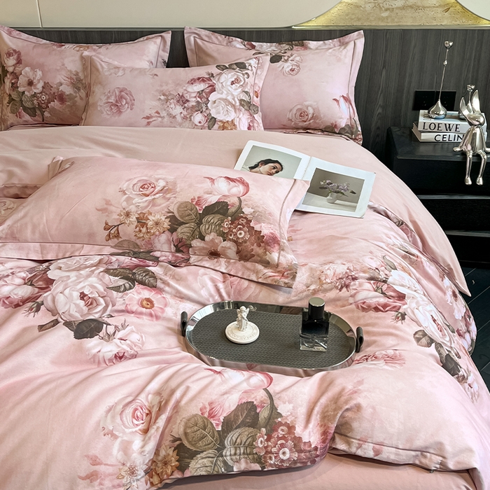 91家纺网 家纺一手货源 找家纺 格里芬家纺 2025新款花卉系列全棉加厚磨毛数码印花四件套（控价劵后标准208起） 倾城花恋