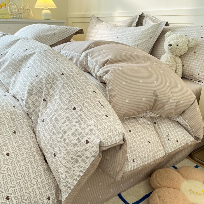 91家纺网 家纺一手货源 找家纺 2024新款小清新全棉印花四件套-68系列 D好心情