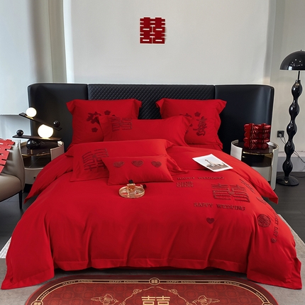 91家纺网 家纺一手货源 找家纺 （总）蒂爵 全棉纯棉简约时尚爆款毛巾绣水洗磨毛婚庆四件套多件套