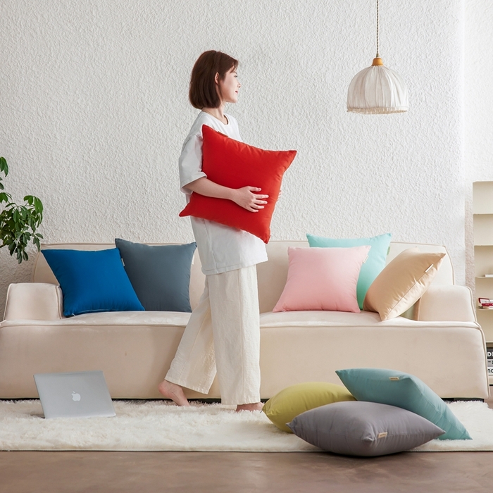 91家纺网 家纺一手货源 找家纺 （总）美茉家居 2024新款纯棉素色帆布方形抱枕