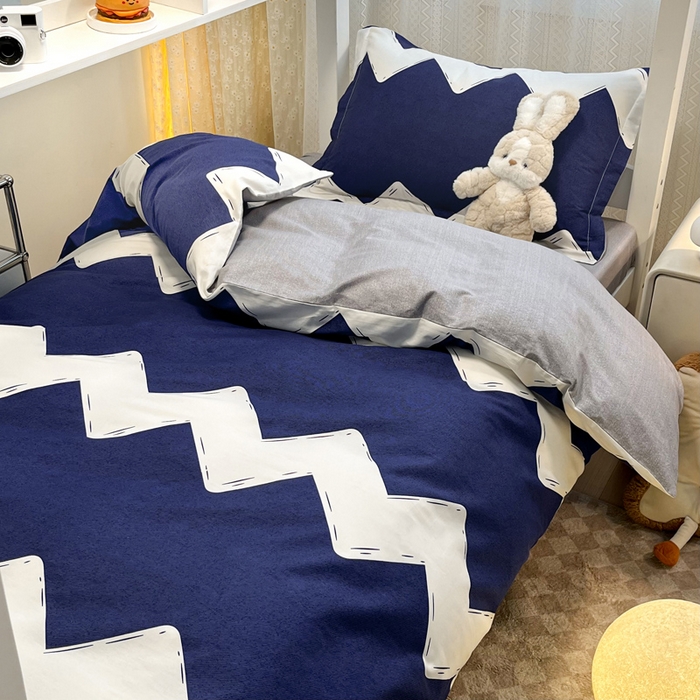 91家纺网 家纺一手货源 找家纺 2024新款小清新全棉印花学生宿舍三件套-68系列 D简爱