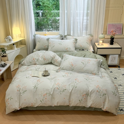 91家纺网 家纺一手货源 找家纺 （总）2024新款小清新全棉印花四件套-68系列