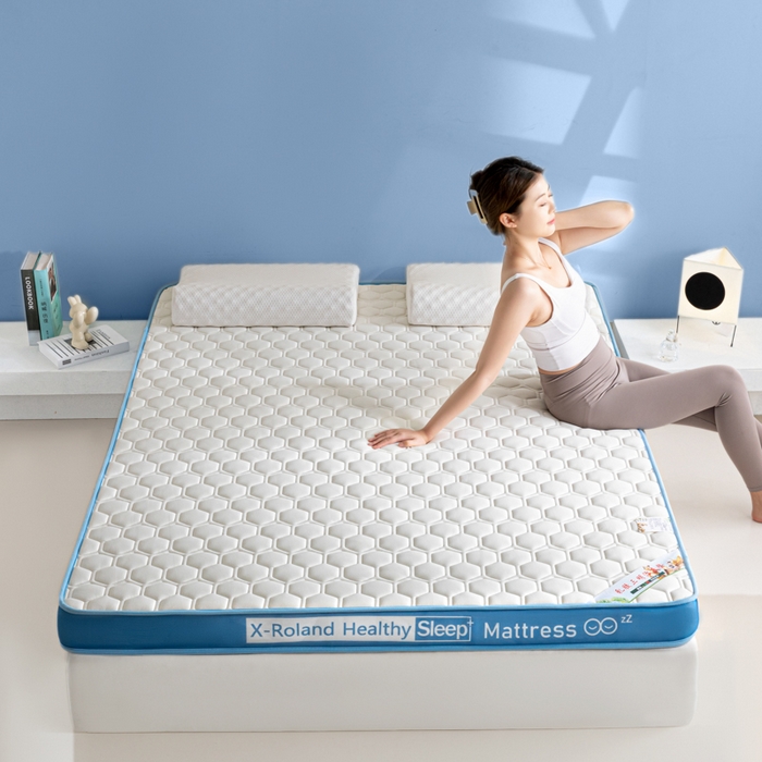 91家纺网 家纺一手货源 找家纺 欣罗兰垫业 2024新款A类牛奶丝记忆棉床垫 菱形蓝