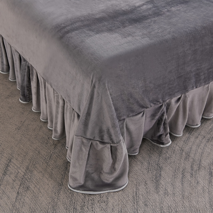 91家纺网 家纺一手货源 找家纺 千嘻汇 2025新款7斤牛奶绒金貂法莱绒床裙款保暖绒四件套 花韵