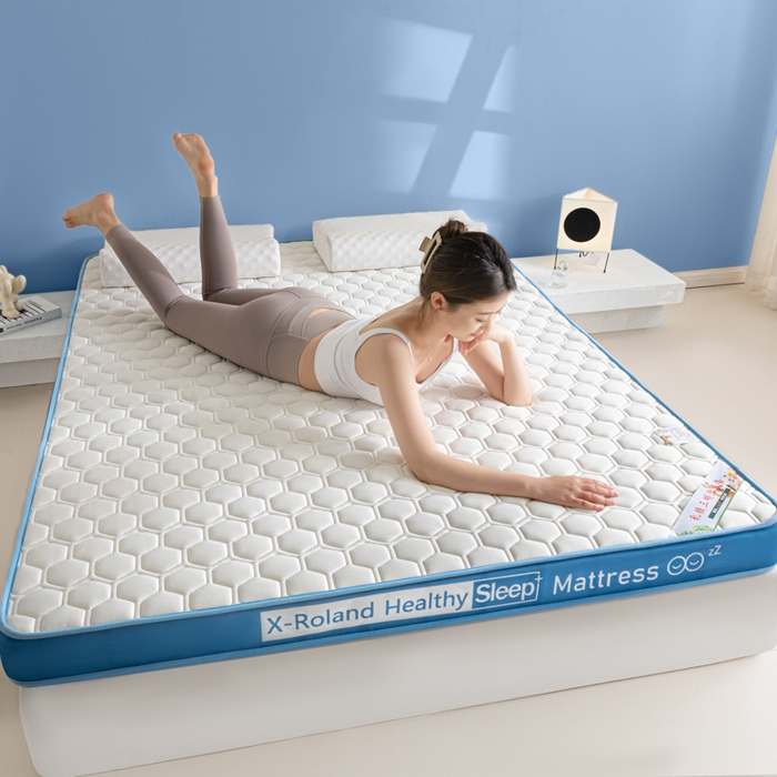 91家纺网 家纺一手货源 找家纺 欣罗兰垫业 2024新款A类牛奶丝记忆棉床垫 菱形蓝