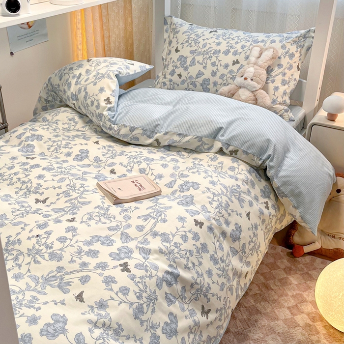 91家纺网 家纺一手货源 找家纺 2024新款小清新全棉印花学生宿舍三件套-68系列 A殊雅