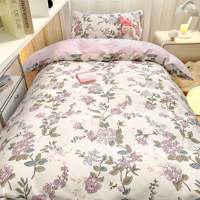 91家纺网 家纺一手货源 找家纺 2024新款小清新全棉印花学生宿舍三件套-68系列 B花之恋