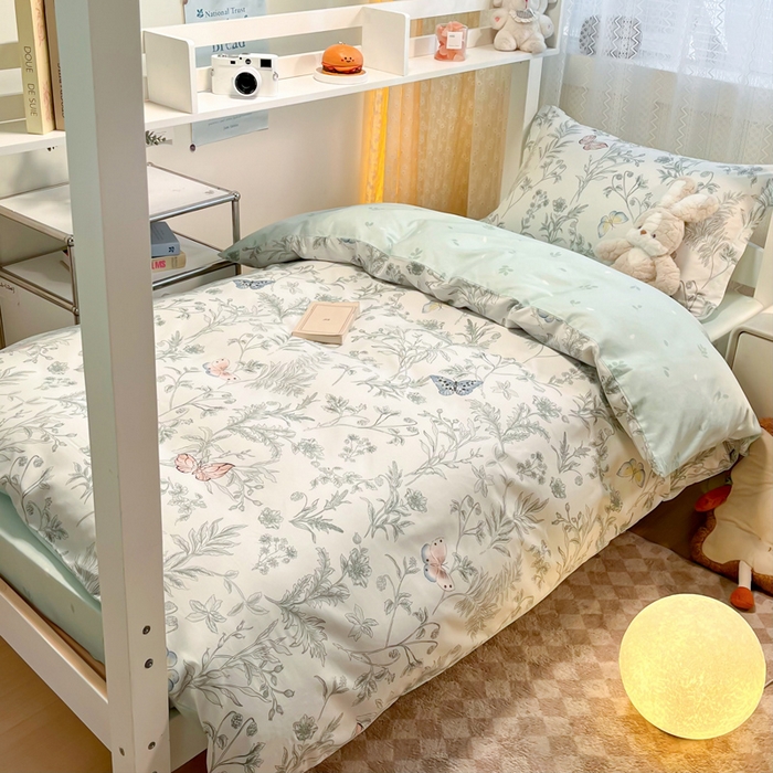 91家纺网 家纺一手货源 找家纺 2024新款小清新全棉印花学生宿舍三件套-68系列 B素汐