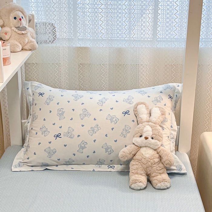 91家纺网 家纺一手货源 找家纺 2024新款小清新全棉印花学生宿舍三件套-68系列 B幸运熊