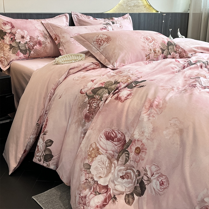 91家纺网 家纺一手货源 找家纺 格里芬家纺 2025新款花卉系列全棉加厚磨毛数码印花四件套（控价劵后标准208起） 倾城花恋