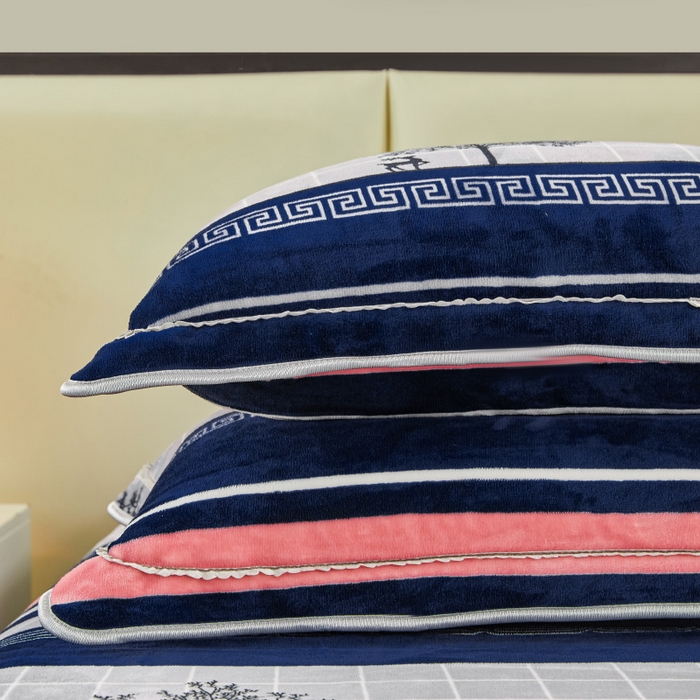 91家纺网 家纺一手货源 找家纺 博兰蒂 2025新款床裙款高克重牛奶绒印花四件套 一路有你