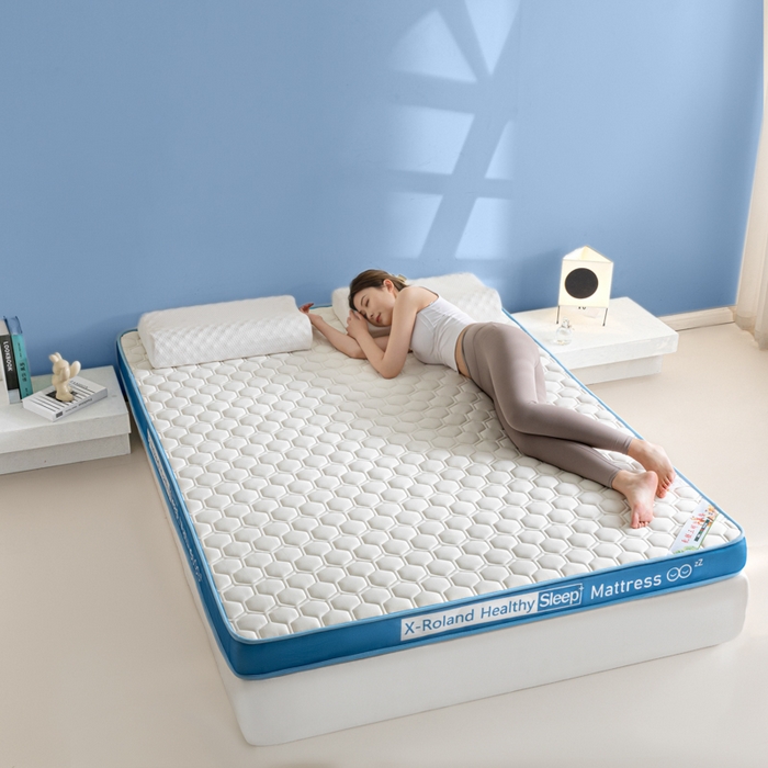 91家纺网 家纺一手货源 找家纺 欣罗兰垫业 2024新款A类牛奶丝记忆棉床垫 菱形蓝