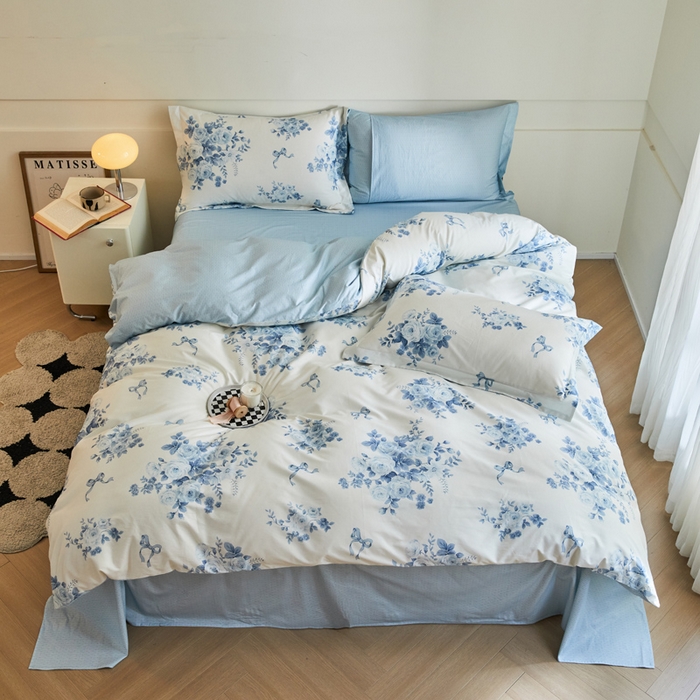 91家纺网 家纺一手货源 找家纺 2024新款小清新全棉印花四件套-68系列 F春宛