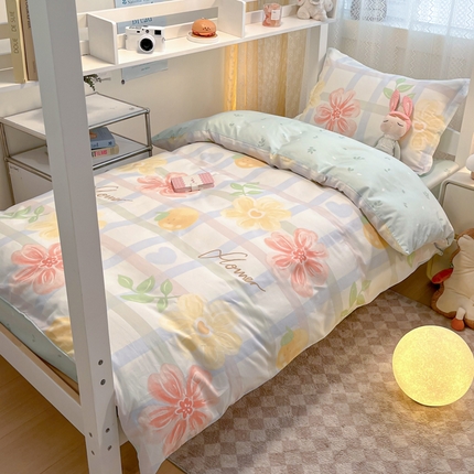 91家纺网 家纺一手货源 找家纺 （总）2024新款小清新全棉印花学生宿舍三件套-68系列