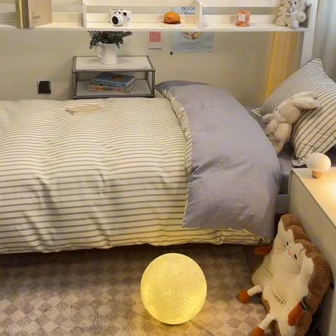 91家纺网 家纺一手货源 找家纺 2024新款小清新全棉印花学生宿舍三件套-68系列 D写书