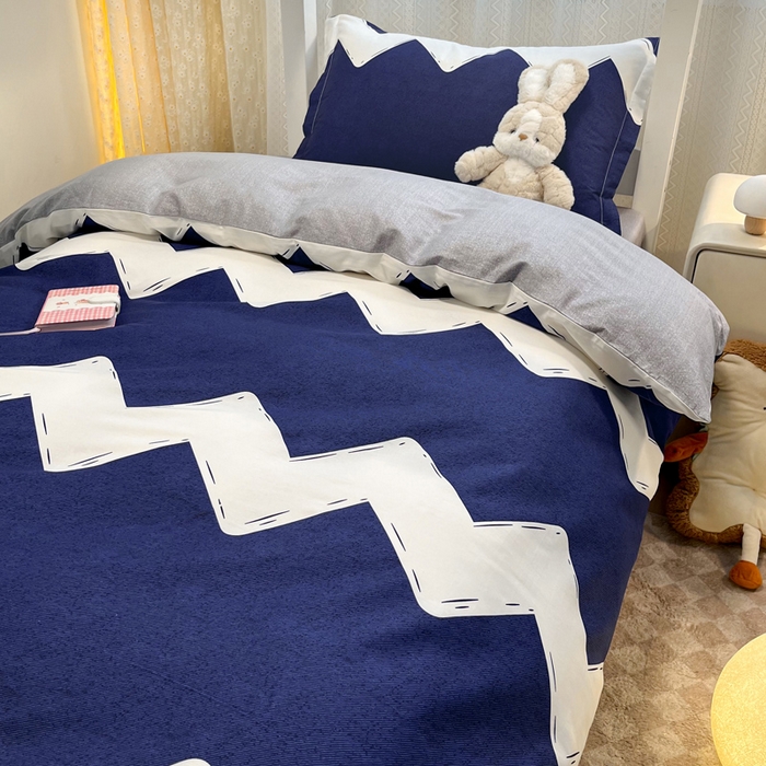 91家纺网 家纺一手货源 找家纺 2024新款小清新全棉印花学生宿舍三件套-68系列 D简爱