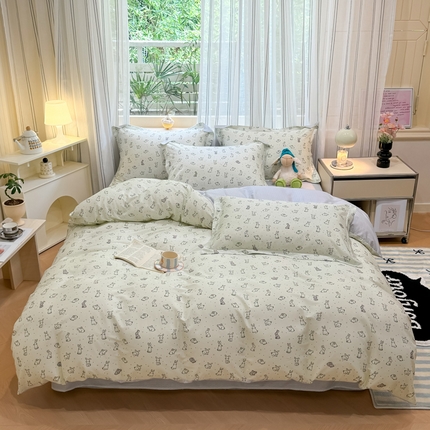 91家纺网 家纺一手货源 找家纺 （总）2024新款小清新全棉印花四件套-68系列