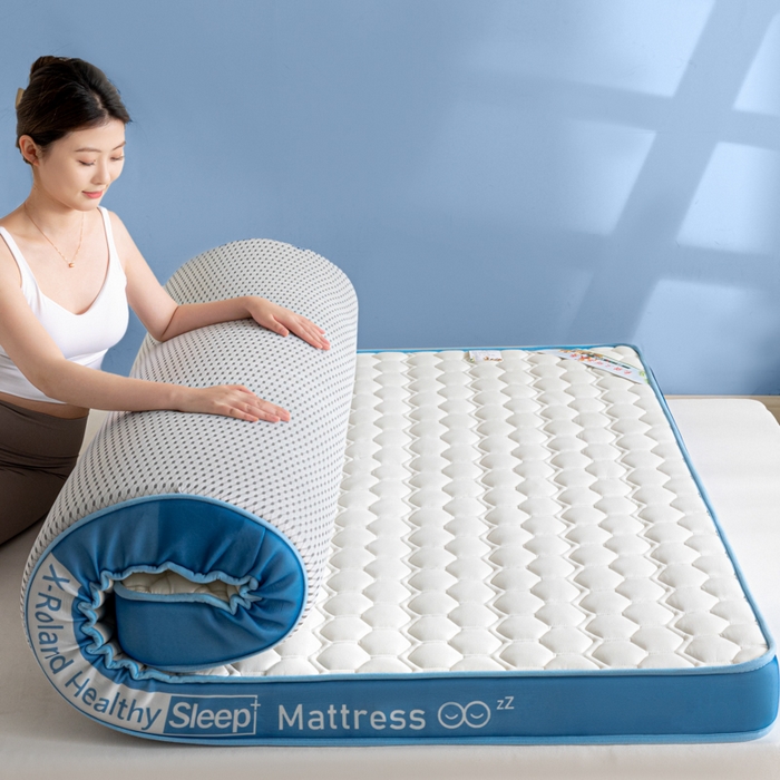 91家纺网 家纺一手货源 找家纺 欣罗兰垫业 2024新款A类牛奶丝记忆棉床垫 菱形蓝