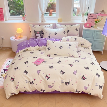 桃子家居 2024新款三丽鸥正版授权卡通纯棉印花系列四件套 棉三丽鸥-迷你库洛米