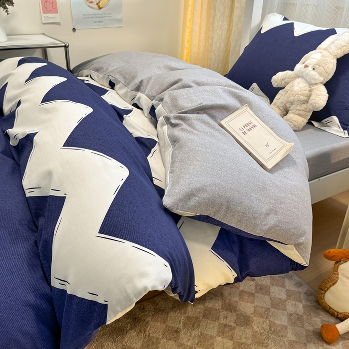 91家纺网 家纺一手货源 找家纺 2024新款小清新全棉印花学生宿舍三件套-68系列 D简爱