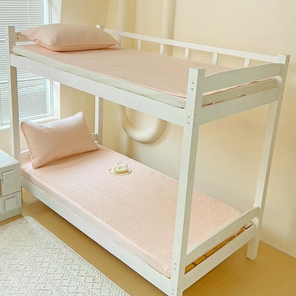 漫时光 2025新款纯棉素色床盖学生宿舍夹棉床笠 樱花粉