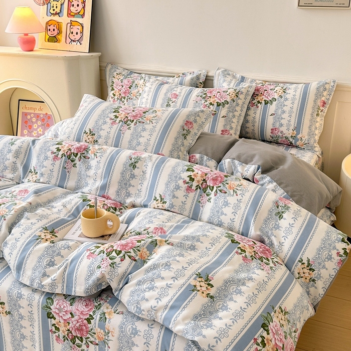 91家纺网 家纺一手货源 找家纺 2025新款加厚生态磨毛床单四件套 法芙娜