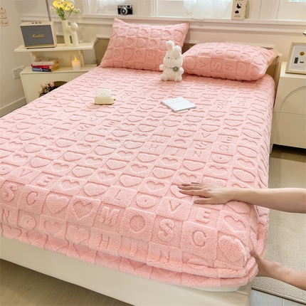 91家纺网 家纺一手货源 找家纺 （总）欧邦 新款爱心款提花塔芙绒床笠款单品床笠