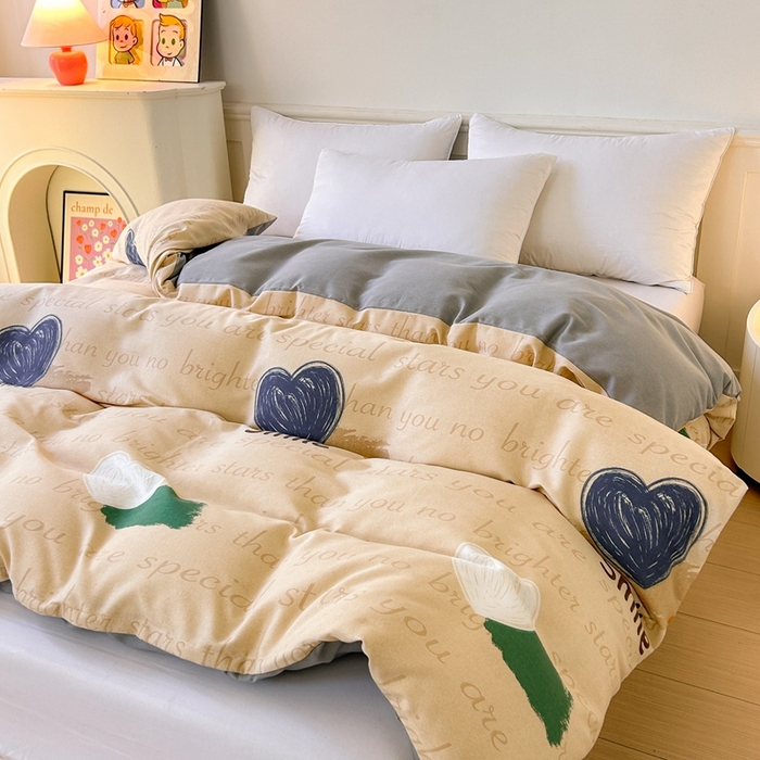 91家纺网 家纺一手货源 找家纺 2025新款加厚生态磨毛单被套 微笑生活