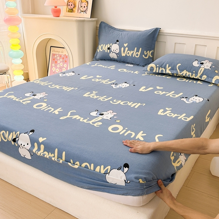 91家纺网 家纺一手货源 找家纺 2025新款加厚生态磨毛单床笠 萌宠宝贝