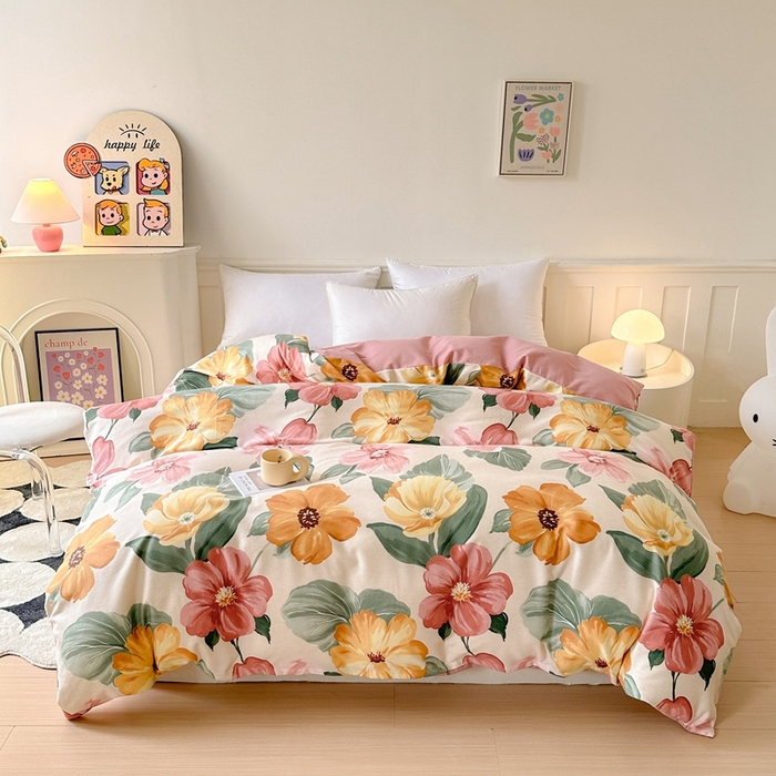 91家纺网 家纺一手货源 找家纺 2025新款加厚生态磨毛单被套 梦若菲