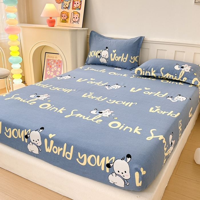 91家纺网 家纺一手货源 找家纺 2025新款加厚生态磨毛单床笠 萌宠宝贝